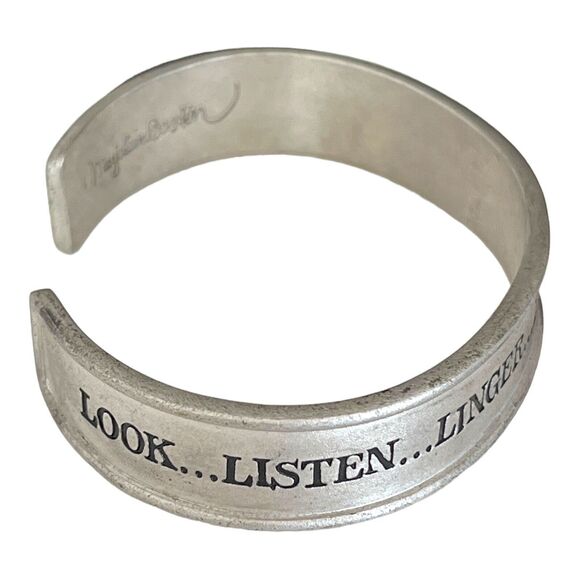 Marjolein Bastin Pewter Cuff Look Listen Linger Discover The Beauty In Nature 3J - Picture 1 of 6